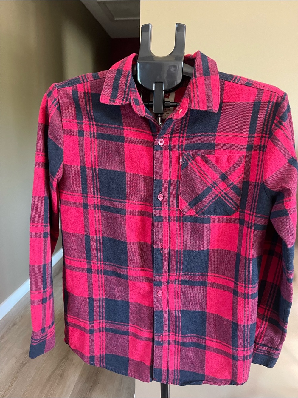 Kids Levi’s Plaid Red and Black Casual Button-Down Shirt